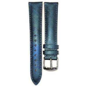 MICHELE 18mm Saffiano Embossed Iridescent Blue/Green Leather Watch Strap